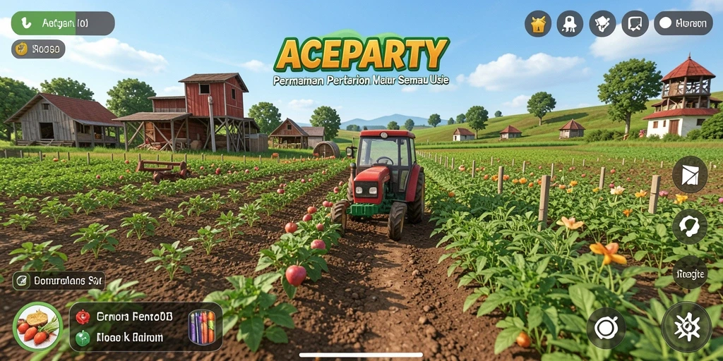 Tangkapan layar gameplay yang menunjukkan keindahan ladang pertanian