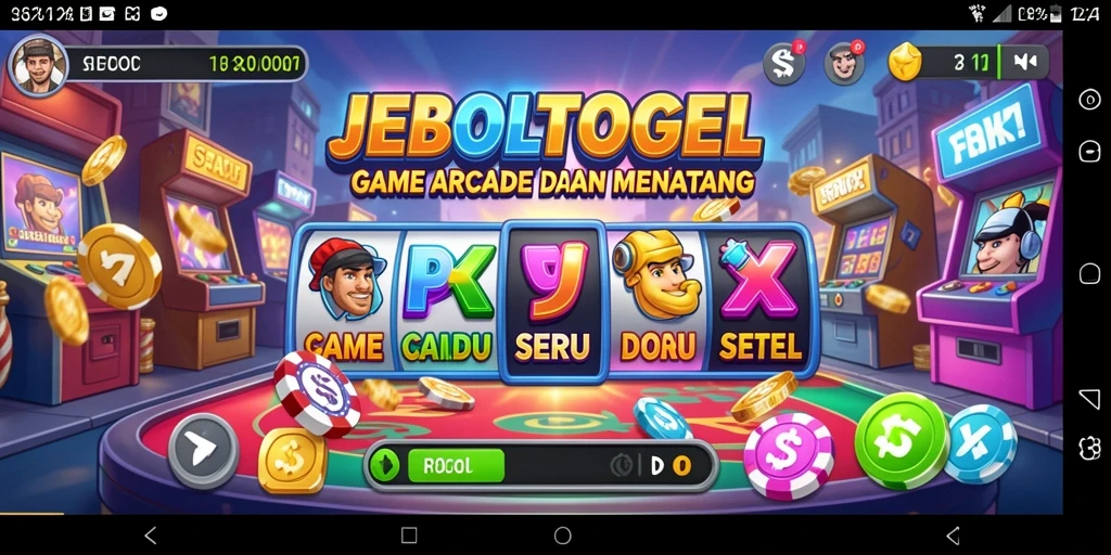 Gameplay seru JEBOLTOGEL dengan berbagai tantangan Arcade yang menarik.