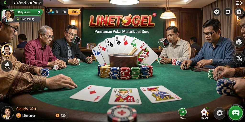 Tampilan seru gameplay poker di LINETOGEL dengan pemain yang berinteraksi.