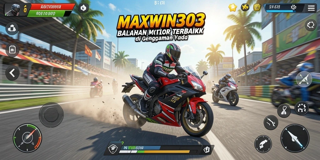 Gameplay seru MAXWIN303 yang memacu adrenalin balapan motor.