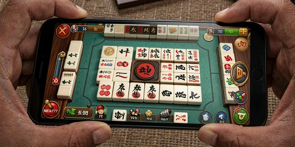 Tampilan gameplay MEGA777 yang seru dengan ubin Mahjong.