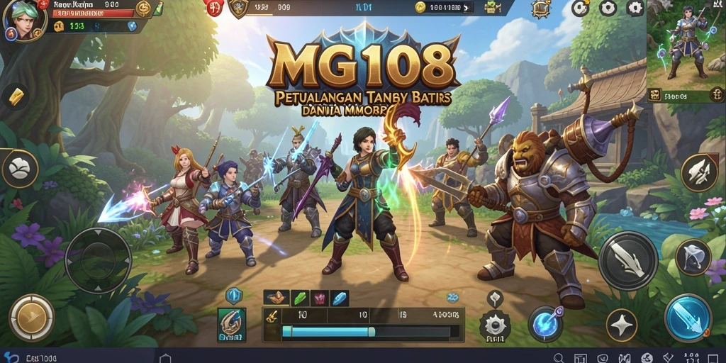 Tangkapan layar gameplay MG108 menampilkan aksi seru di dunia MMORPG.