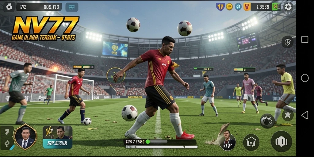 Screenshot gameplay NV77 yang menampilkan suasana pertandingan olahraga yang mendebarkan.