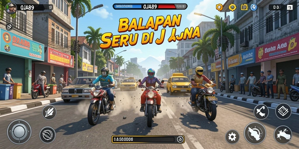 Screenshot OJA89 menampilkan aksi balapan dengan kendaraan dan trek yang realistis.