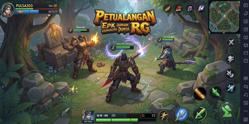 Screenshot gameplay PULSA303 menampilkan karakter dalam aksi pertempuran RPG.